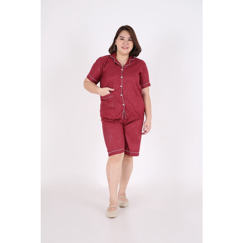 Sorabel - Piyama Set Wanita Avika Aviani Plain Long Pants Sleepwear M / One Size / Jumbo-Aviani Jumbo Maroon