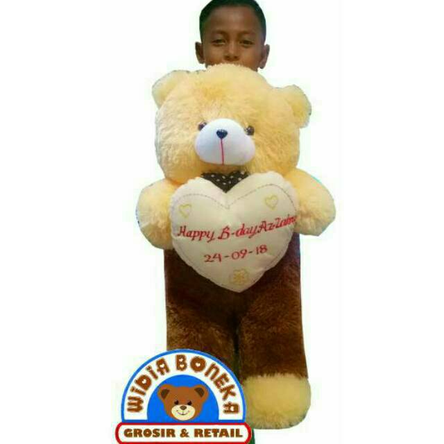 {Ukir Nama / Foto} Bordir Boneka Teddy Bear Jojon XL