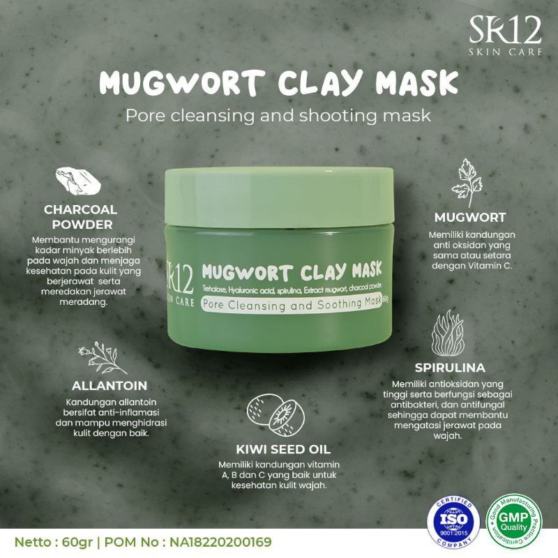 Jual Mugwort Clay Mask SR12 Skincare 60 gram Masker Pore Cleansing