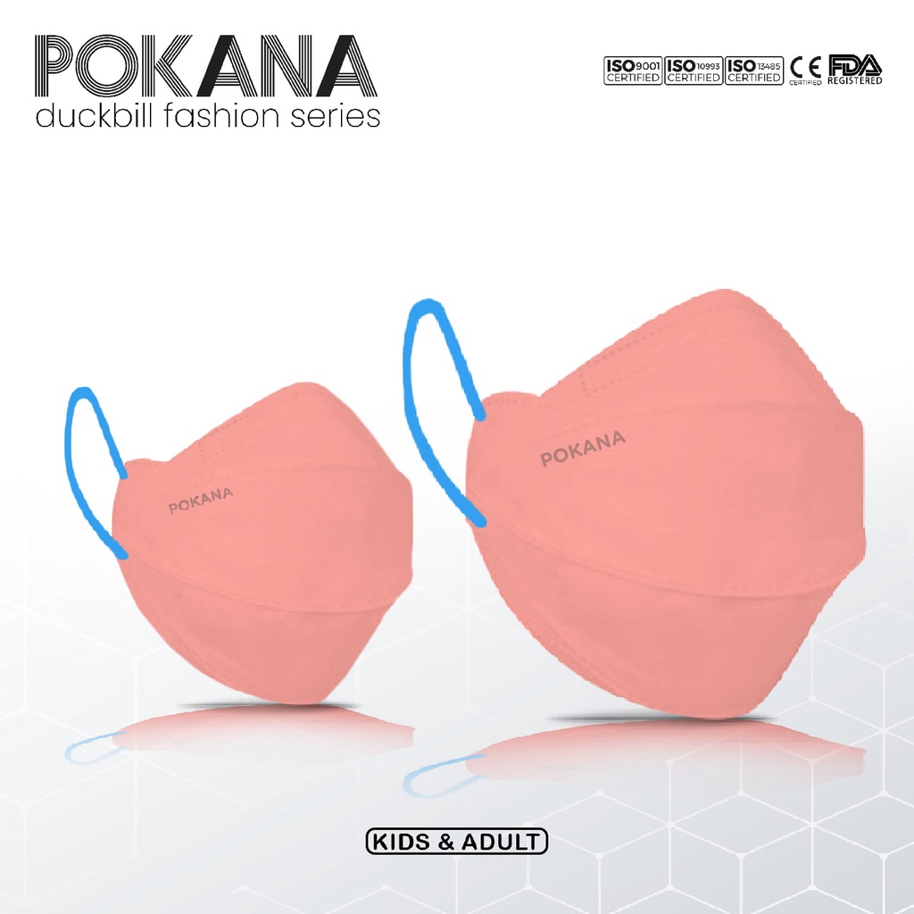 [ ECER / SATUAN - FASHION SERIES ] Pokana Duckbill Earloop Medical Mask 4PLY Masker Dewasa Eceran-Flower-Blue