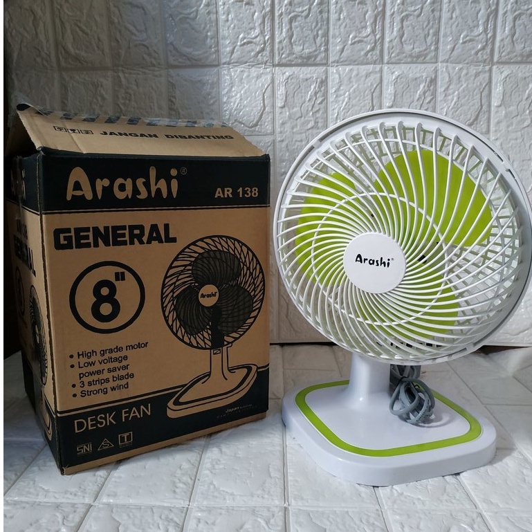 ARASHI KIPAS ANGIN MEJA GENERAL DESK FAN 8 INCH 10 INCH AR138  Kipas angin meja ARASHI GENERAL