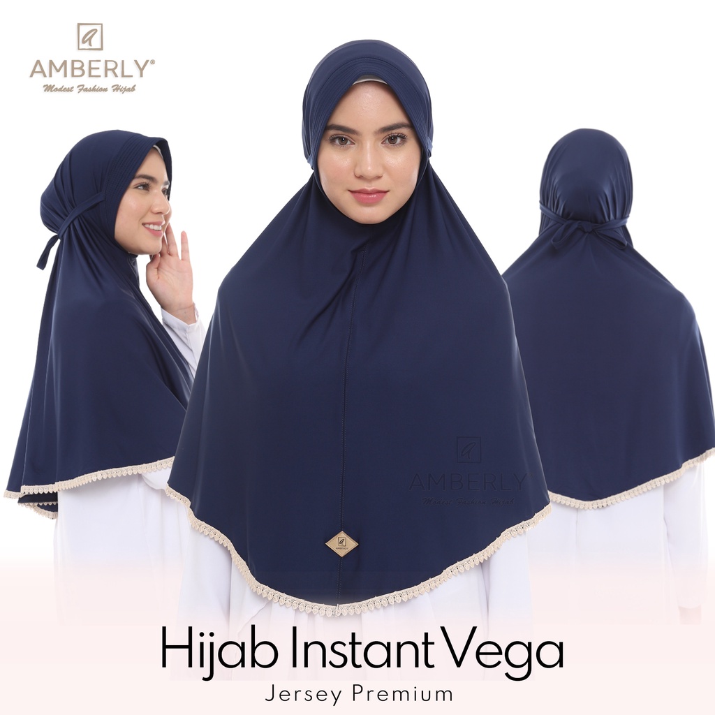 Amberly Vega Jilbab instan tali bahan Jersey Premium