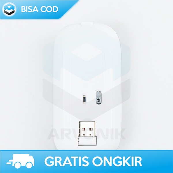 WIRELESS MOUSE 2.4G TAFFWARE DESAIN ELEGAN METALIC USB RECHARGEABLE