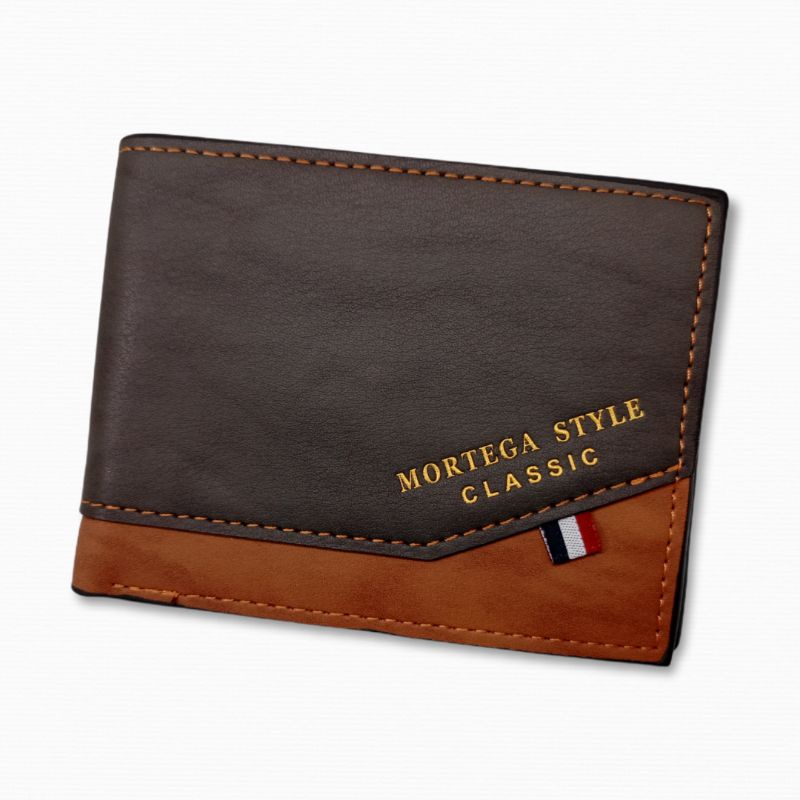 MORTEGA Dompet Lipat Kulit Pria PU Leather Wallet