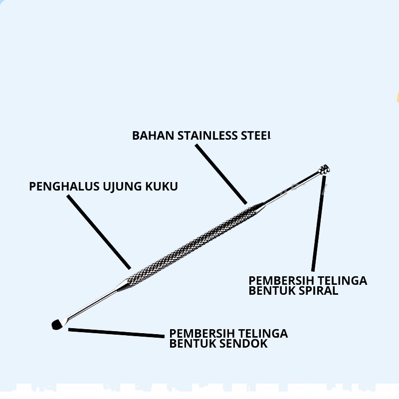 [Bisa COD] Korek Kuping Stainless 3 in 1 Pembersih Telinga StainlessUjung Spiral Pembersih Telinga Besi 2 sisi mata Sprial Sendok