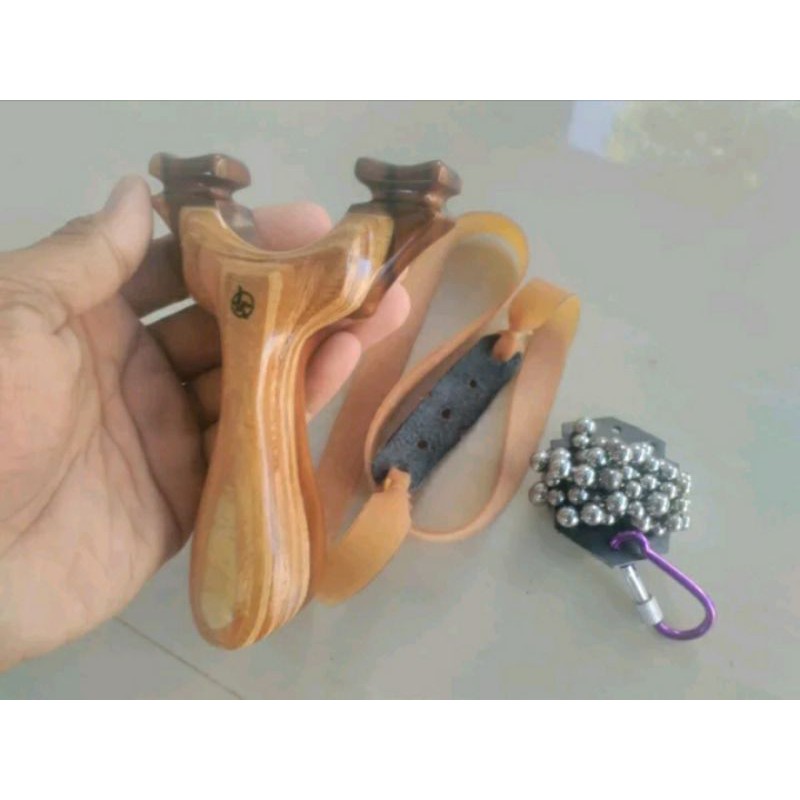 Ketapel Slingshot Kayu Jati Combi Siap Pakai