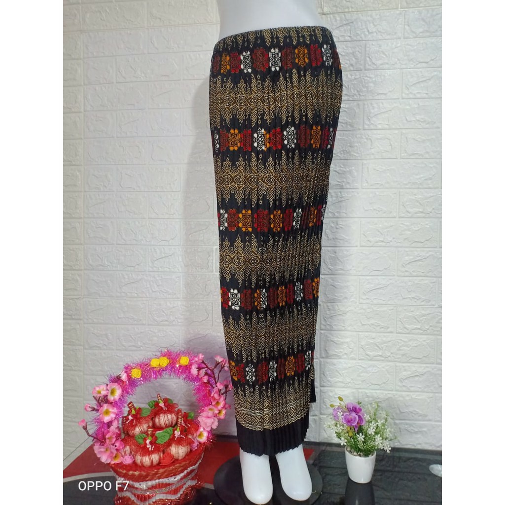 Rok plisket panjang motif toraja maxi jumbo ready motif terlengkap