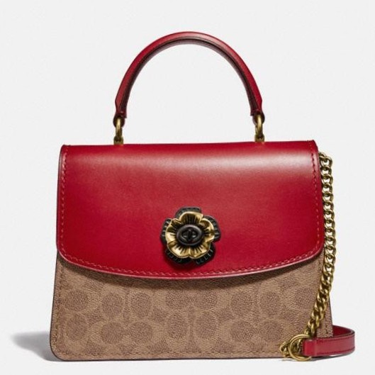 Tas COACH PARKER Signature Canvas in red 100% original coach