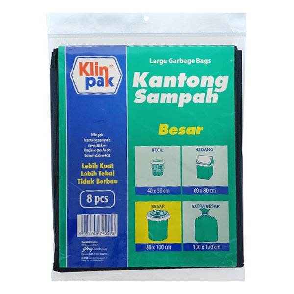 Klinpak Kantong Sampah Besar 8`s (80x100) barcode 8992749770523