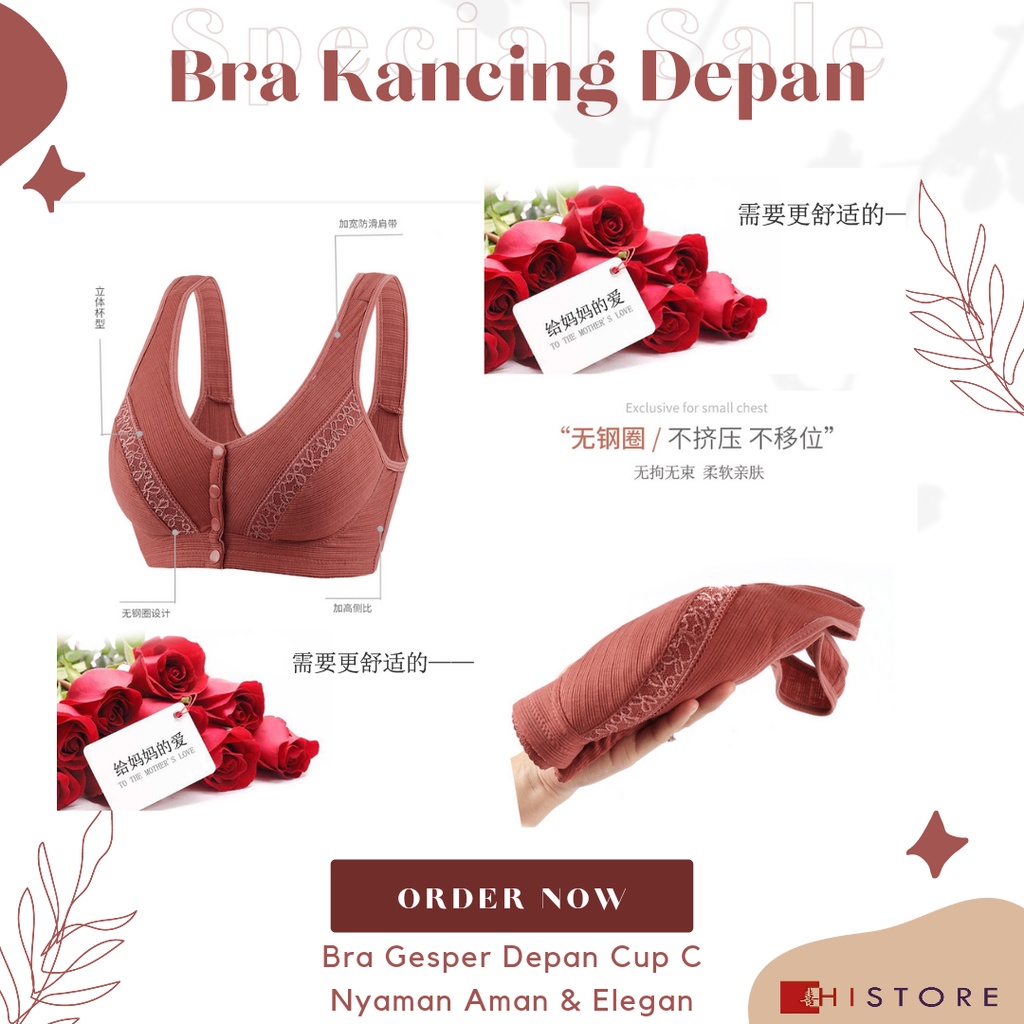 [HI] Bra Seamless Push Up Nirkabel Gesper Depan 2088 Wanita Paruh Baya dan Tua