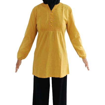 Baju Atasan Blouse Muslim-Kuning Mustard-Preloved