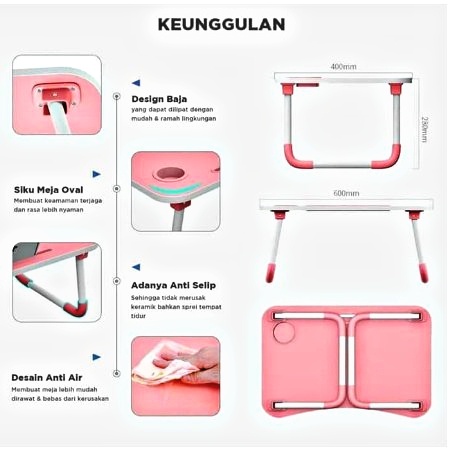 PROMO (BISA COD) MEJA LIPAT / MEJA BELAJAR  LIPAT / MEJA LAPTOP SERBAGUNA PORTABLE/ MEJA FURNITURE RUMAH 60x40x28 cm