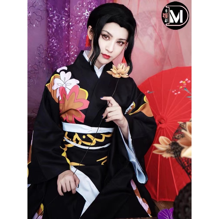 Demon Slayer Kimetsu no Yaiba Kibutsuji Muzan Cosplay Costume Women Kimono Uniform Clothes Dress Wig