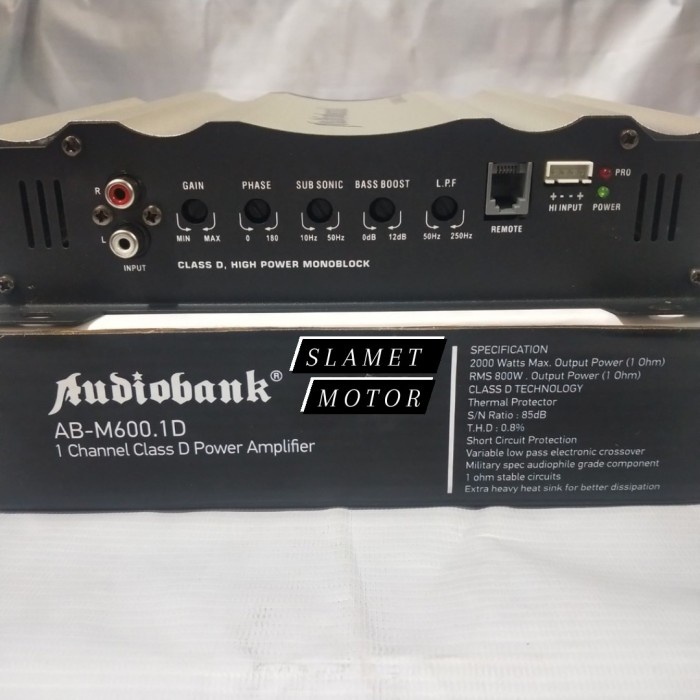 MONOBLOK AUDIOBANK AB-M600.1D MONOBLOCK 1 CHANNEL CLASS D AMPLIFIER