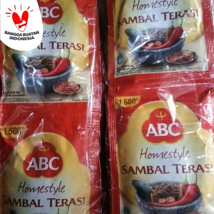 

Order Langsung SAMBAL Terasi ABC 20 grm kemasan Ekonomis Murah