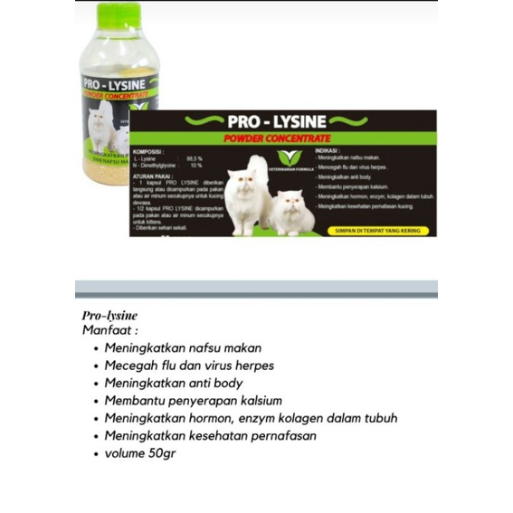 pro lysine kucing/vitamin nafsu makan/vitamin imun