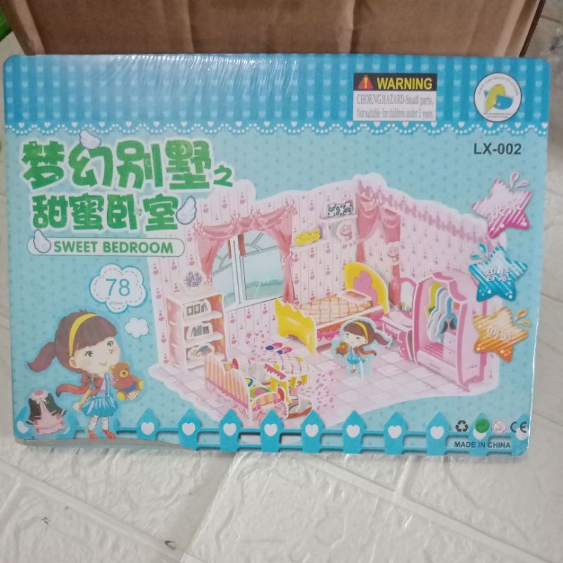LYSASHOP - MAINAN EDUKASI ANAK PUZZLE 3D DIY BESAR/MELATIH MOTORIK KREATIFITAS KESABARAN IMAJINASI-Sweet Bedroom