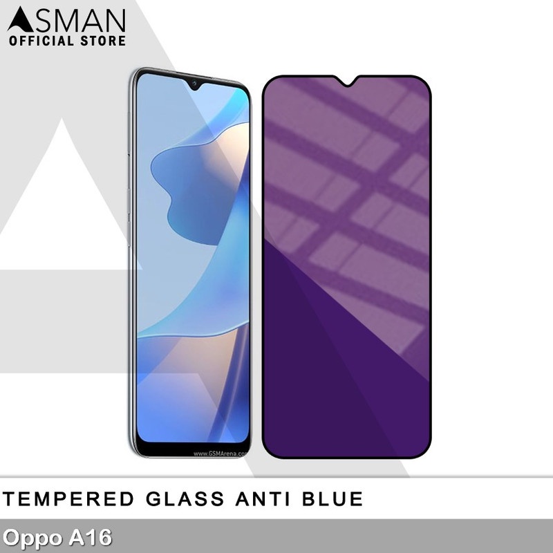 Tempered Glass Blue Light Full Lem OPPO A16 Anti Radiasi