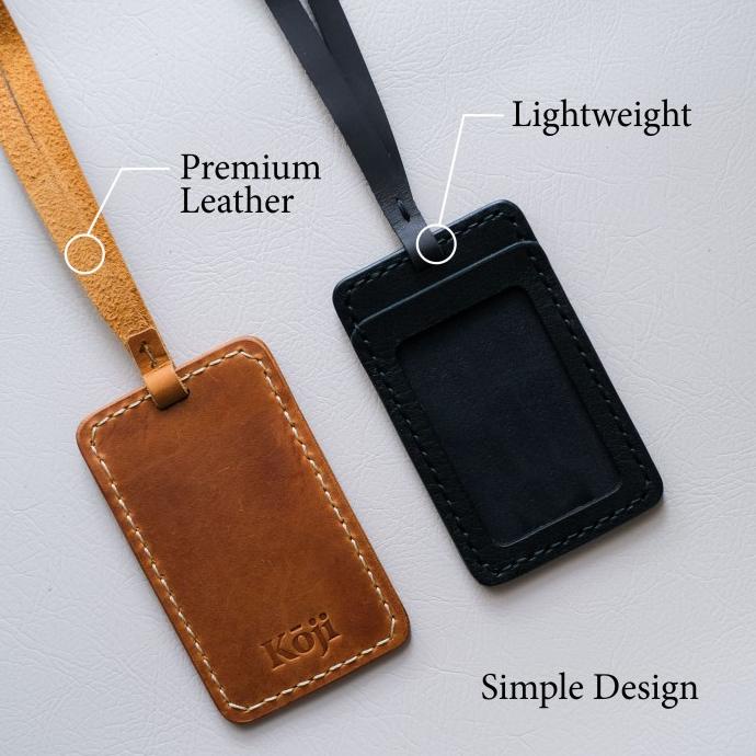 Lanyard Kulit Minimalis - Tali ID Card (Leather Lanyard)