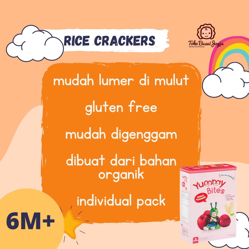 Yummy Bites Rice Crackers Snack Mpasi Bayi Usia 6 Bulan 6m+ Biskuit Beras