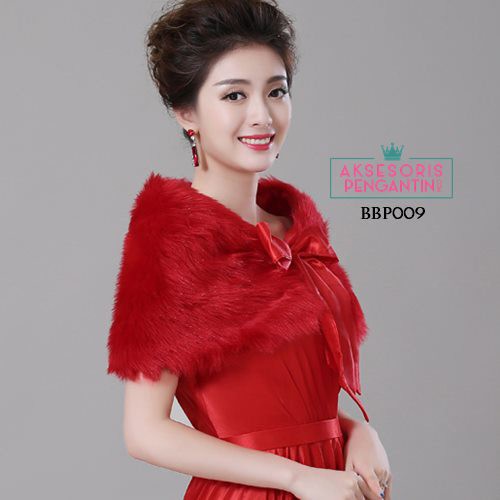 [PALING MURAH] BOLERO KARDIGAN BOLERO PENGANTIN BULU BLUDRU PREMIUM MERAH BBP009