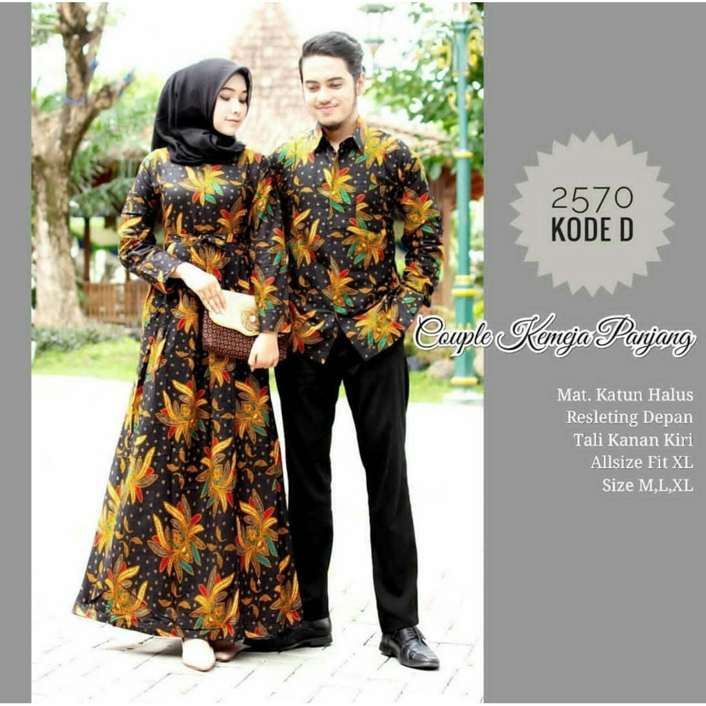 CP009 baju couple KEMEJA  GAMIS batik grosir seragam pasangan keluarga