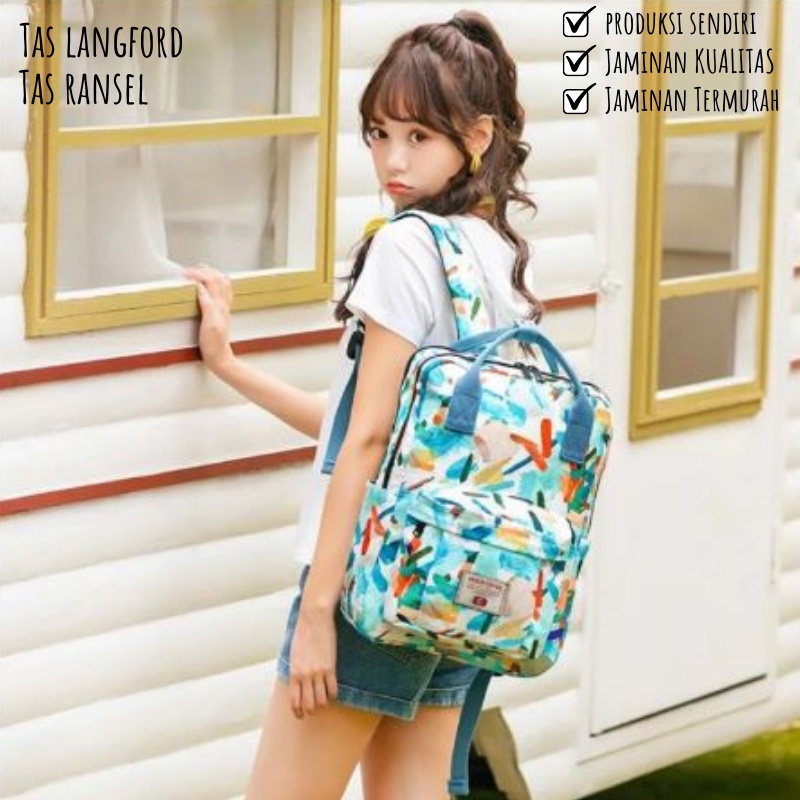 Tas Ransel Wanita - Sekolah Kuliah Kerja Traveling Multifungsi Backpack Punggung Bahu Model Korea Fashion Import Original Kapasitas Besar Waterproof Anti Air Laptop Kapasitas Besar Perempuan Cewek