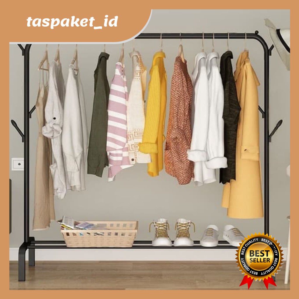 Rak Baju Gantung Clothes Hanger Size Besar Anti Karat Portbale Windproof Hitam Gantungan Topi G8f9