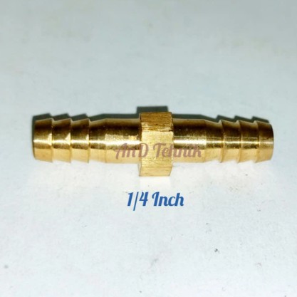 Nepel Sambungan Selang Kuningan 1/4 Inch