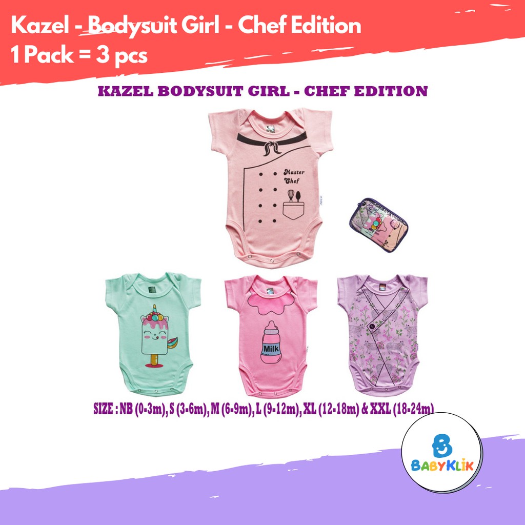 Kazel Baby Bodysuit Jumper Bayi Motif CHEF Edition isi 4