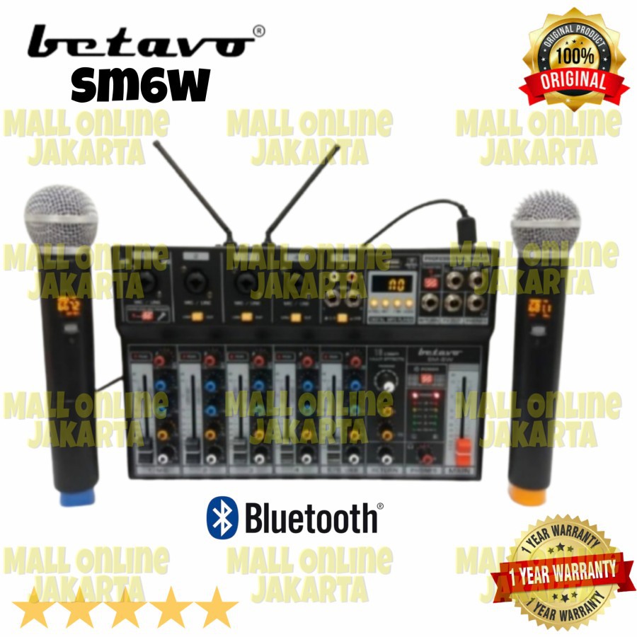 Mixer betavo sm6w 6 channel free 2 mic wireless sm 6w sm 6 original