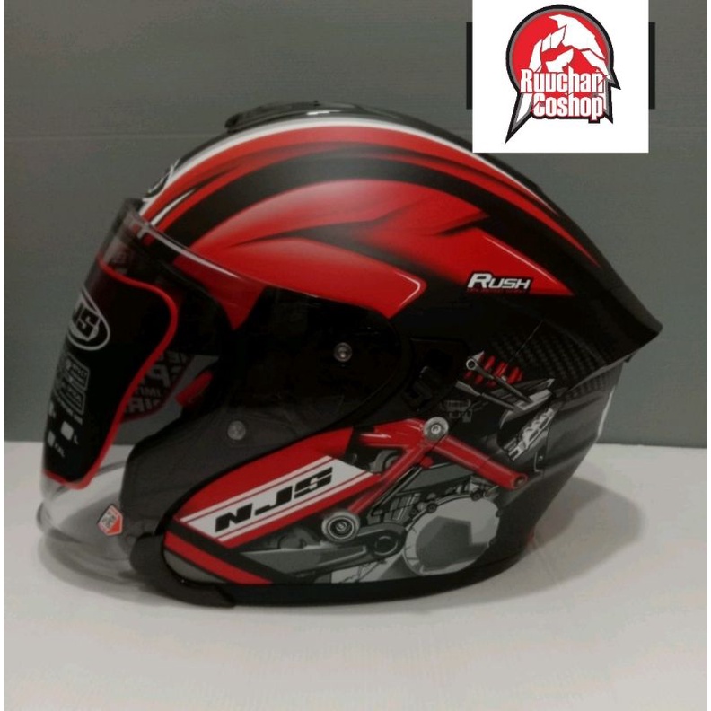 HELM ORIGINAL NJS KAIROZ HALFFACE / ZX 1 HALFACE SOLID VARIANT-Rush Red Glossy