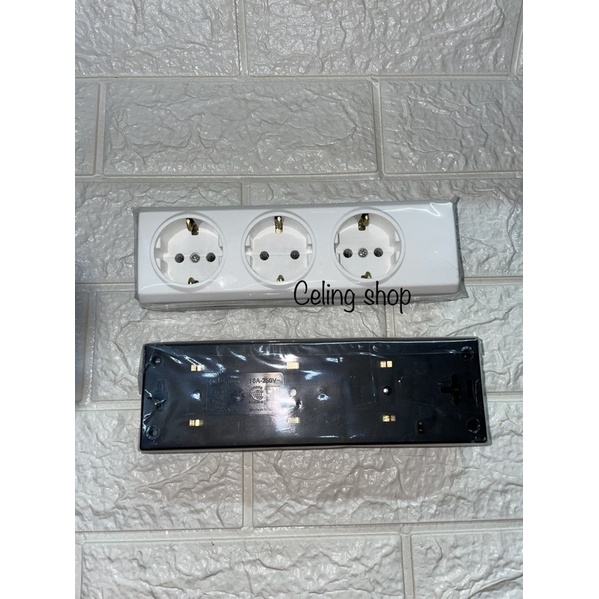 STOPKONTAK STOP KONTAK TEMPEL LUBANG COLOKAN 3 LUBANG OUTBOW BROCO SNI