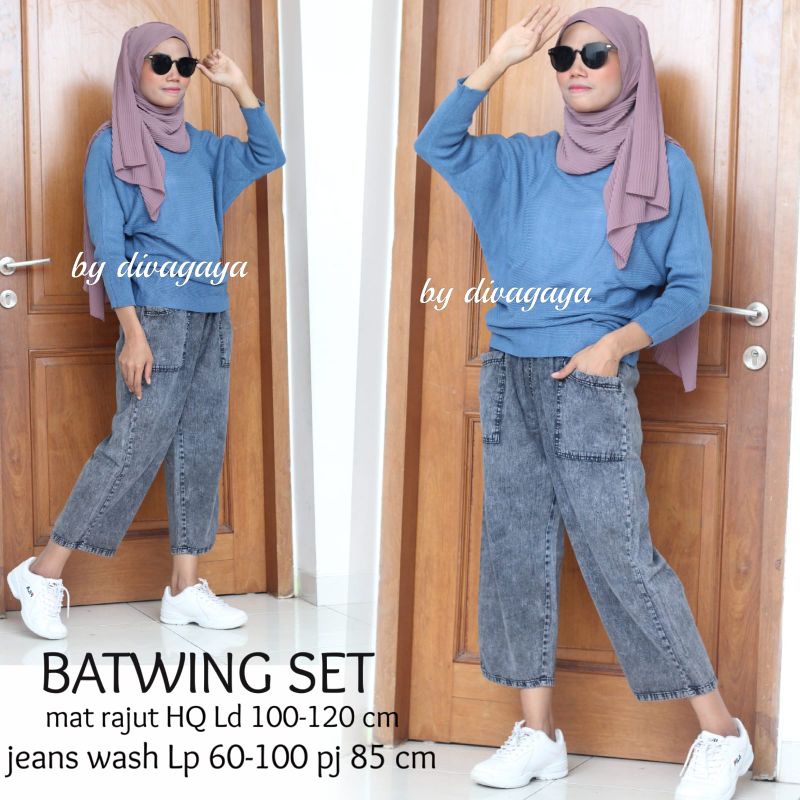 BATWING SET CELANA JEANS WASH