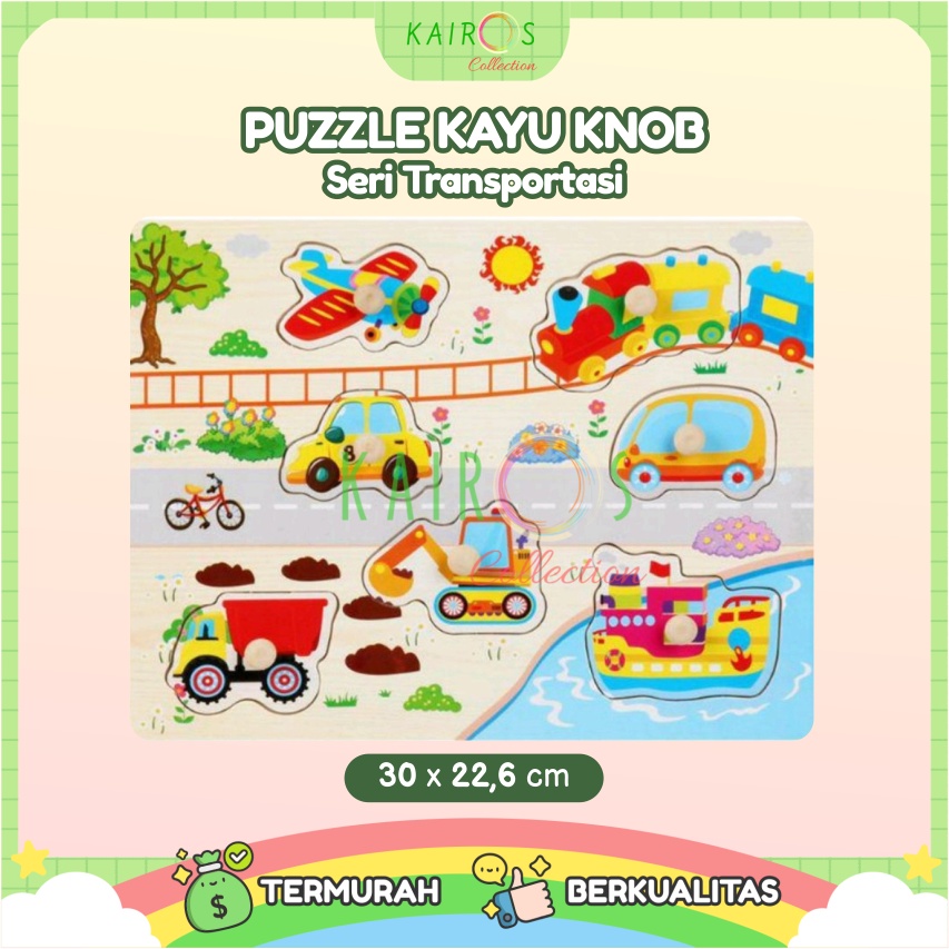 Puzzle Anak Kayu Knob Belajar Transportasi