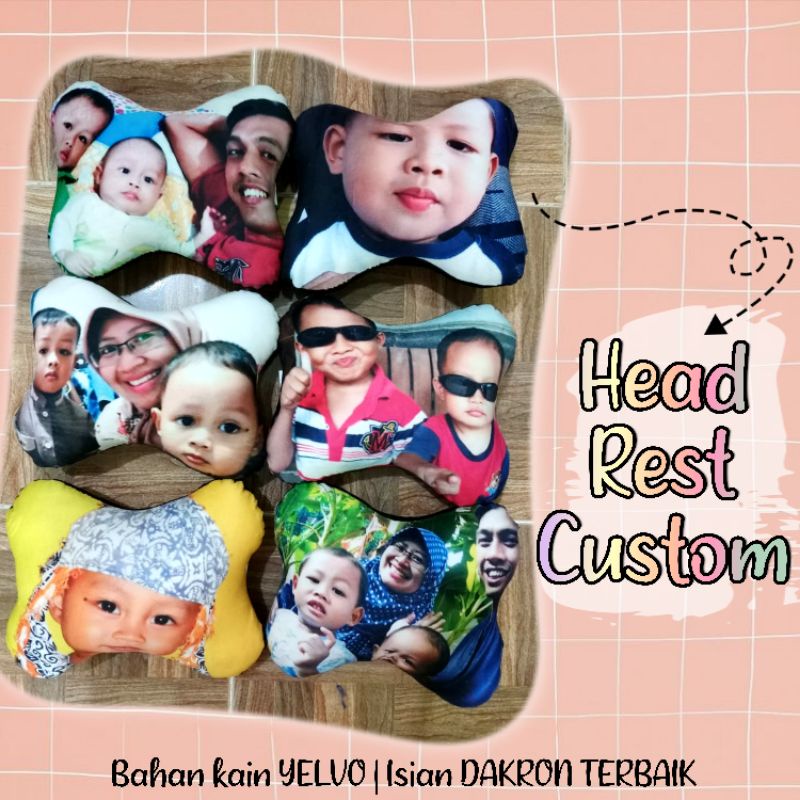 Bantal Mobil Foto yelvo | Headrest Custom | Isian Silikon dakron