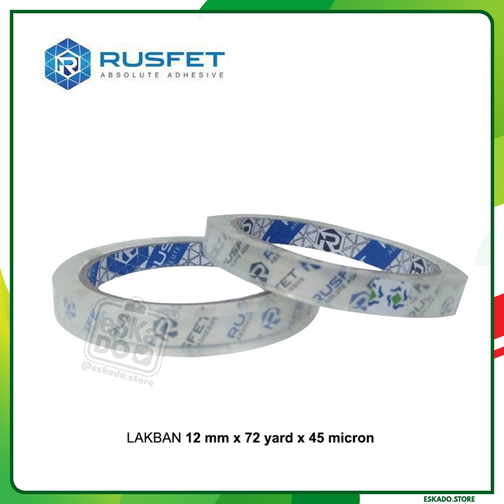 Selotip / Lakban Bening RUSFET 0.5 Inch (12mm) - Clear Premium 72yard