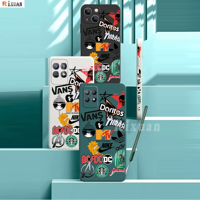 Casing OPPO A17 A57 A77S A16 A54 A15 A15S A94 A53 A7 A3S A5S A12 A9 A52 A72 A92 A37 A1K Reno 6c11 Casing Ponsel Merek Eropa Amerika trendy Cases Soft Tpu Cover Dengan Tali Rixuan