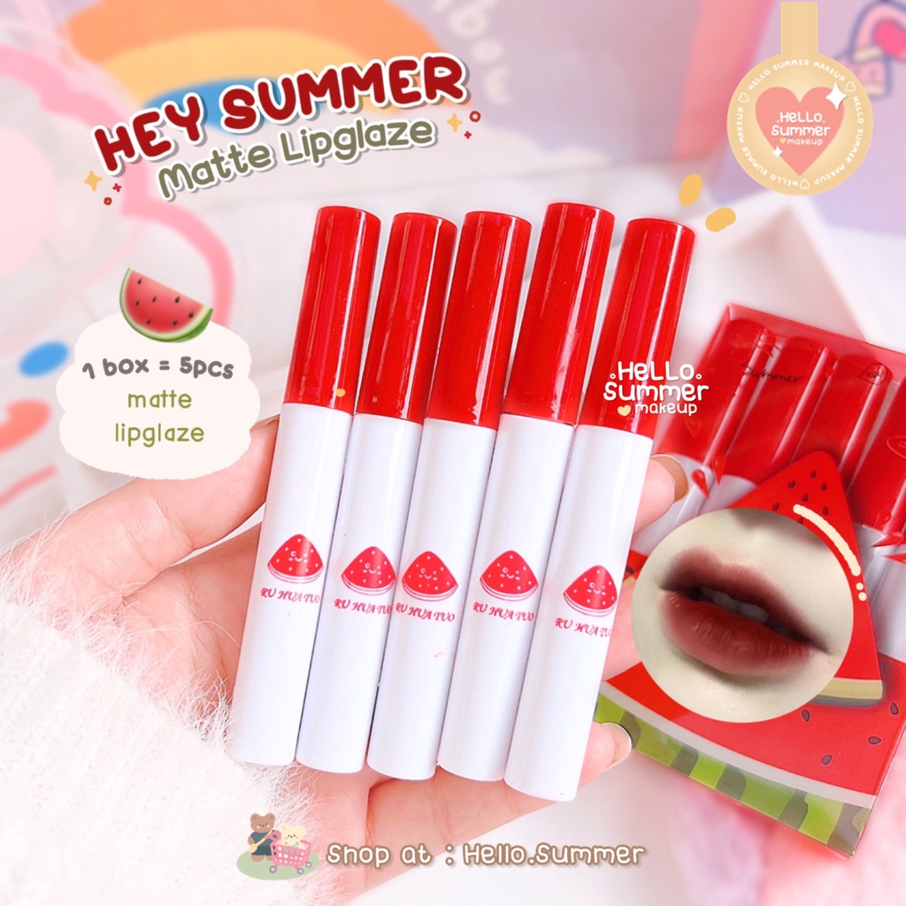 𝐌𝐀𝐓𝐓𝐄 𝐋𝐈𝐏𝐒𝐓𝐈𝐂𝐊 - RUHUTO Hey Summer! Watermelon Velvet Matte Lipglaze Lipstick Lipcream Liptint