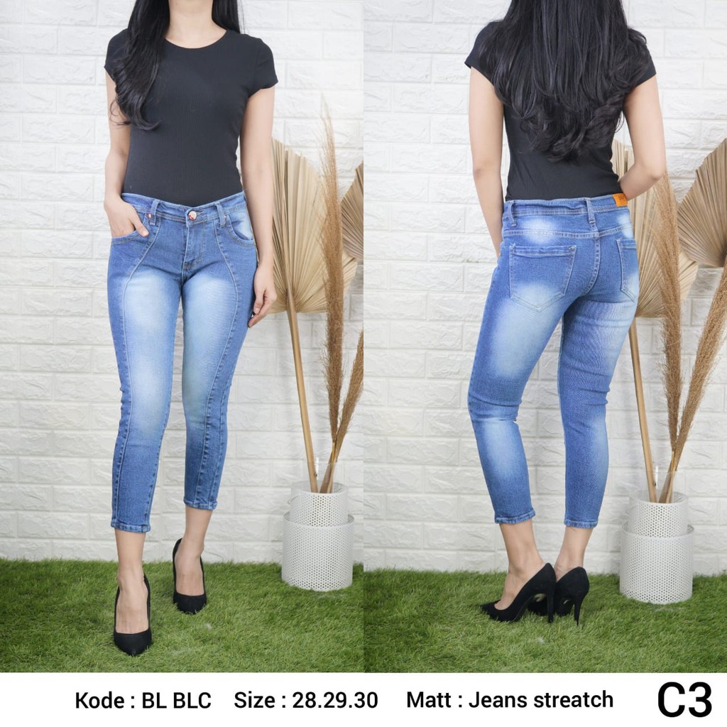 Gs-Celana Jeans Wanita 7/9 Loggo Fontline -Softjeans Streetch