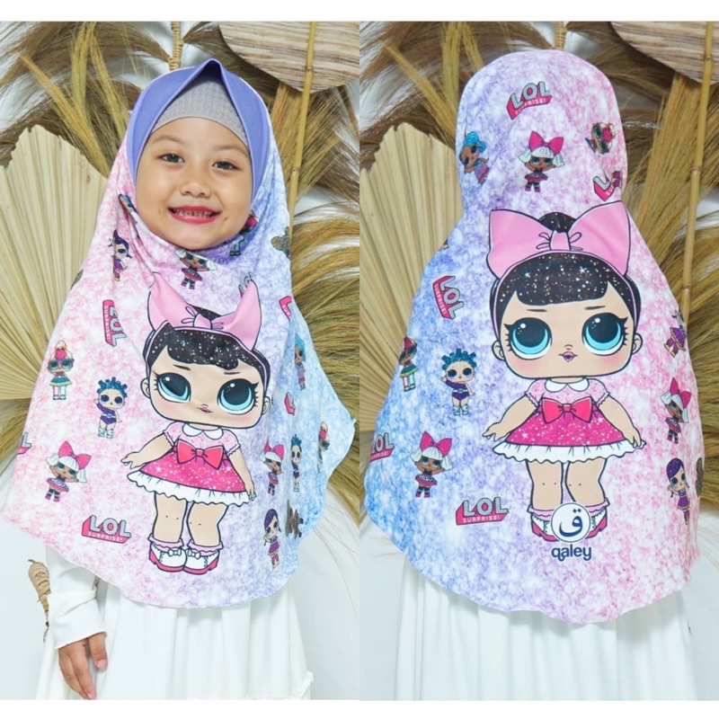 BERGO ANAK PRINTING MOTIF LOL TIE DYE , HIJAB INSTANT ANAK TIE DYE , JILBAB ANAK LUCU