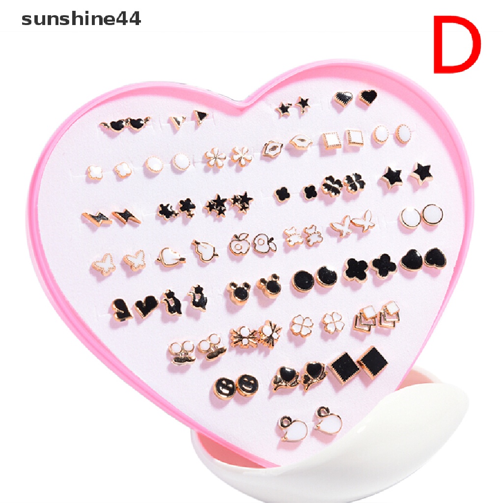 Sunshine 36 Pasang Anting Tusuk Kristal Diamante Bentuk Bunga Untuk Wanita