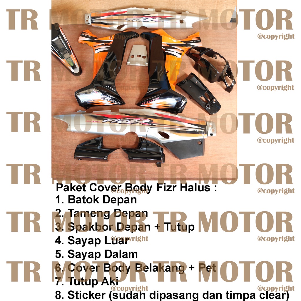 Cover Body Fizr F1zr Millenium Orange Gold Hitam Full Set Halus Cover Bodi Yamaha Fiz r