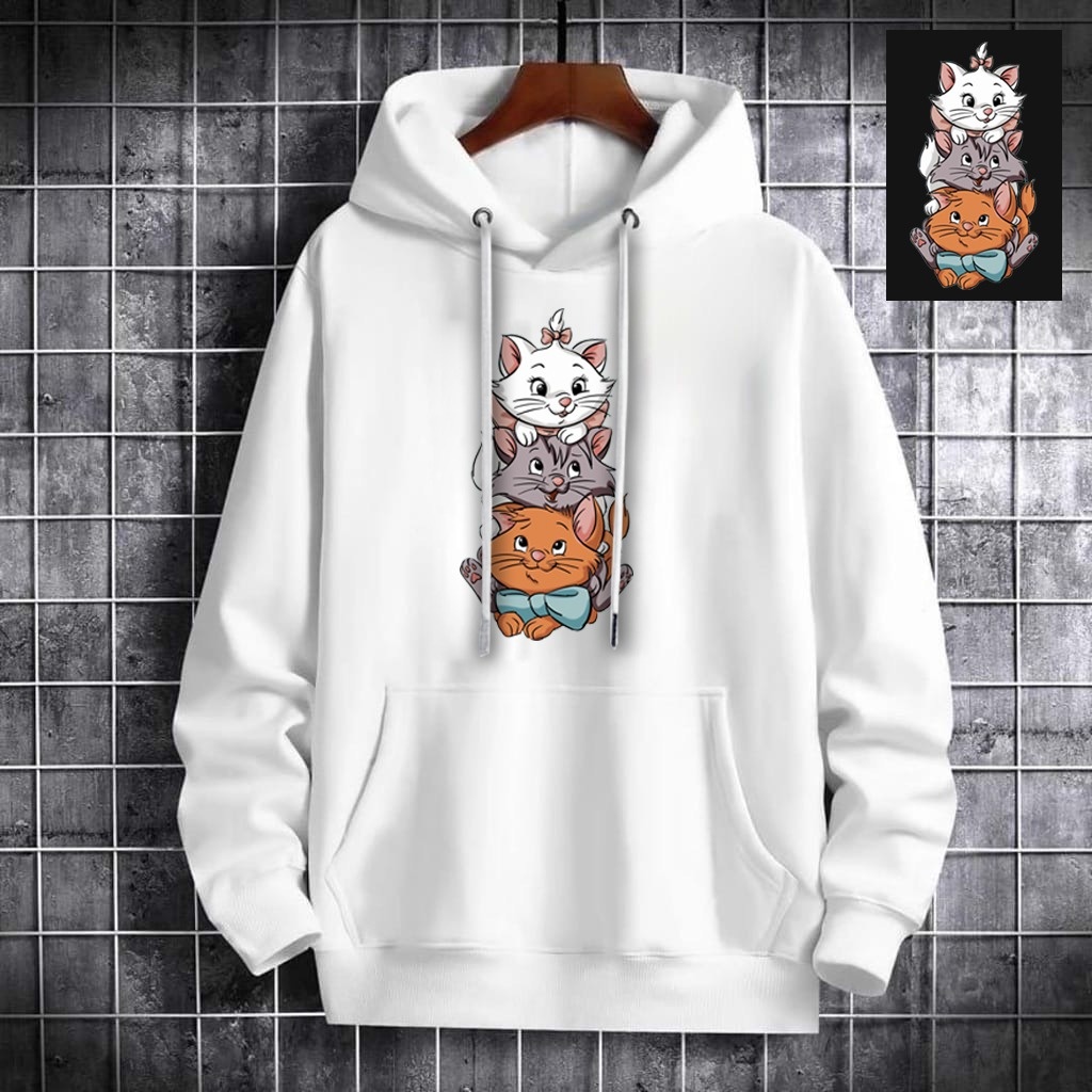 Sweater Jacket Hoodie Distro Toonz Aristocats Bahan Fleece Tebal