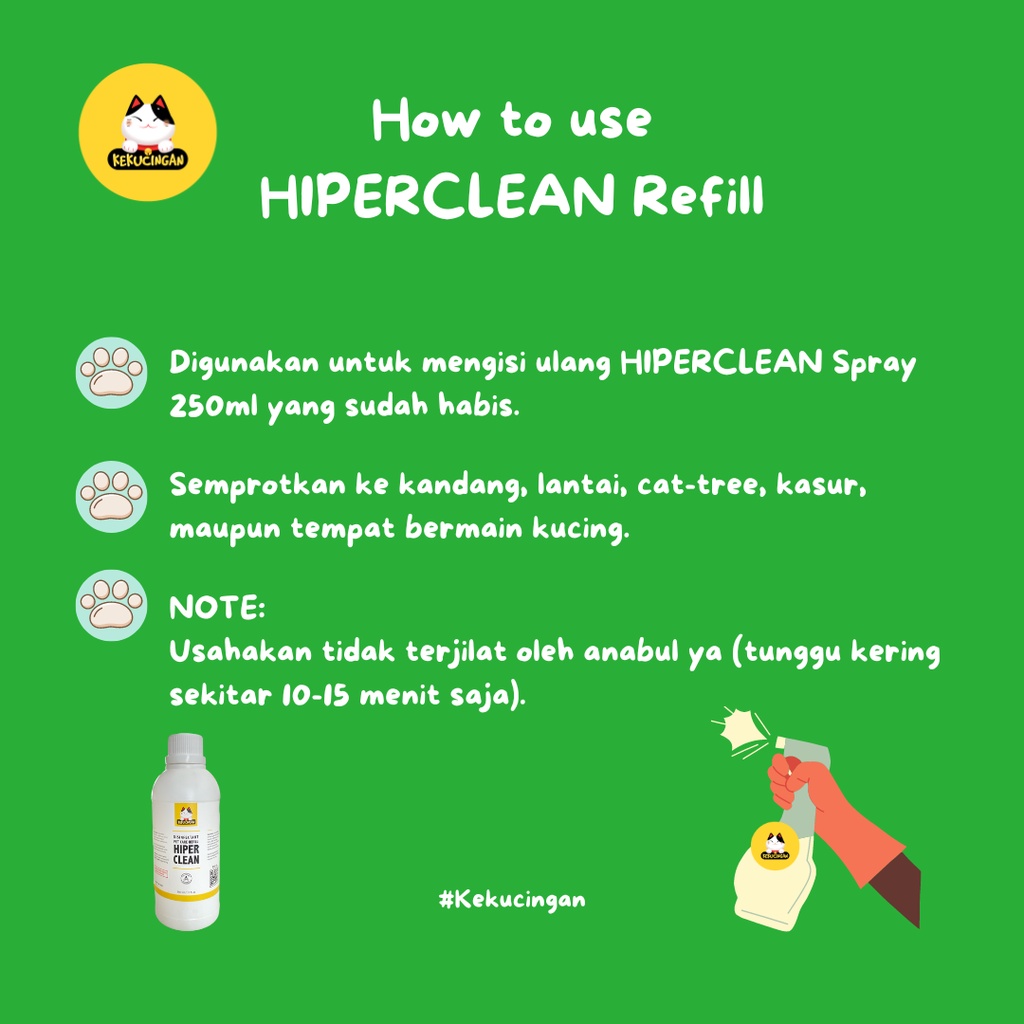 HIPERCLEAN REFILL Desinfektan Penghilang Bau Kotoran Anjing Kucing 500 ml