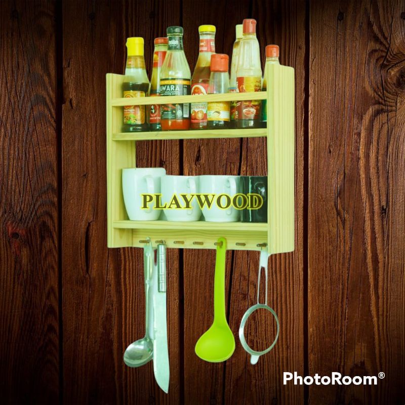 rak bumbu kayu / rak bumbu tempel dinding / rak bumbu dinding