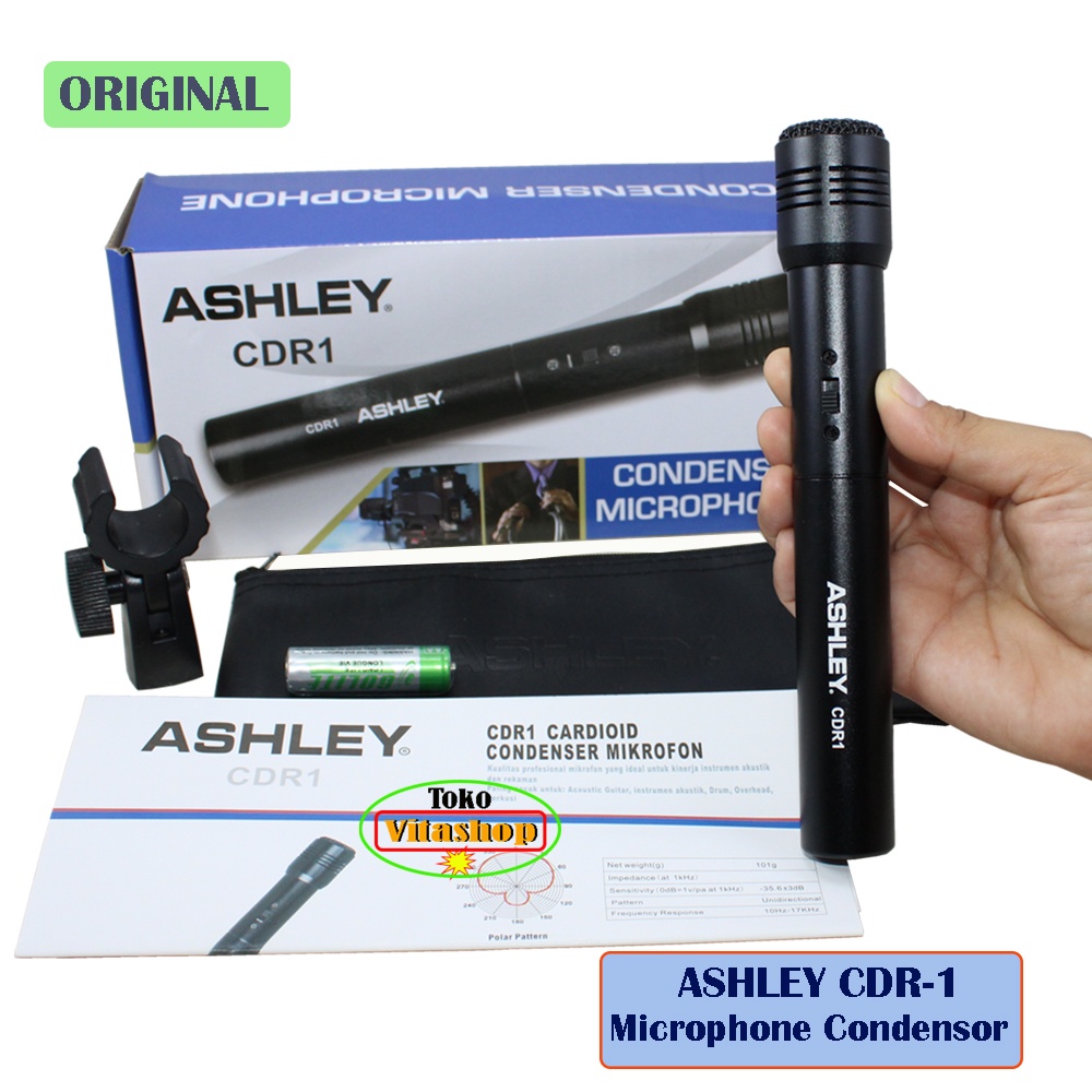 Microphone Ashley CDR-1 Mic Condensor Mik Kabel / Mikrofon Original