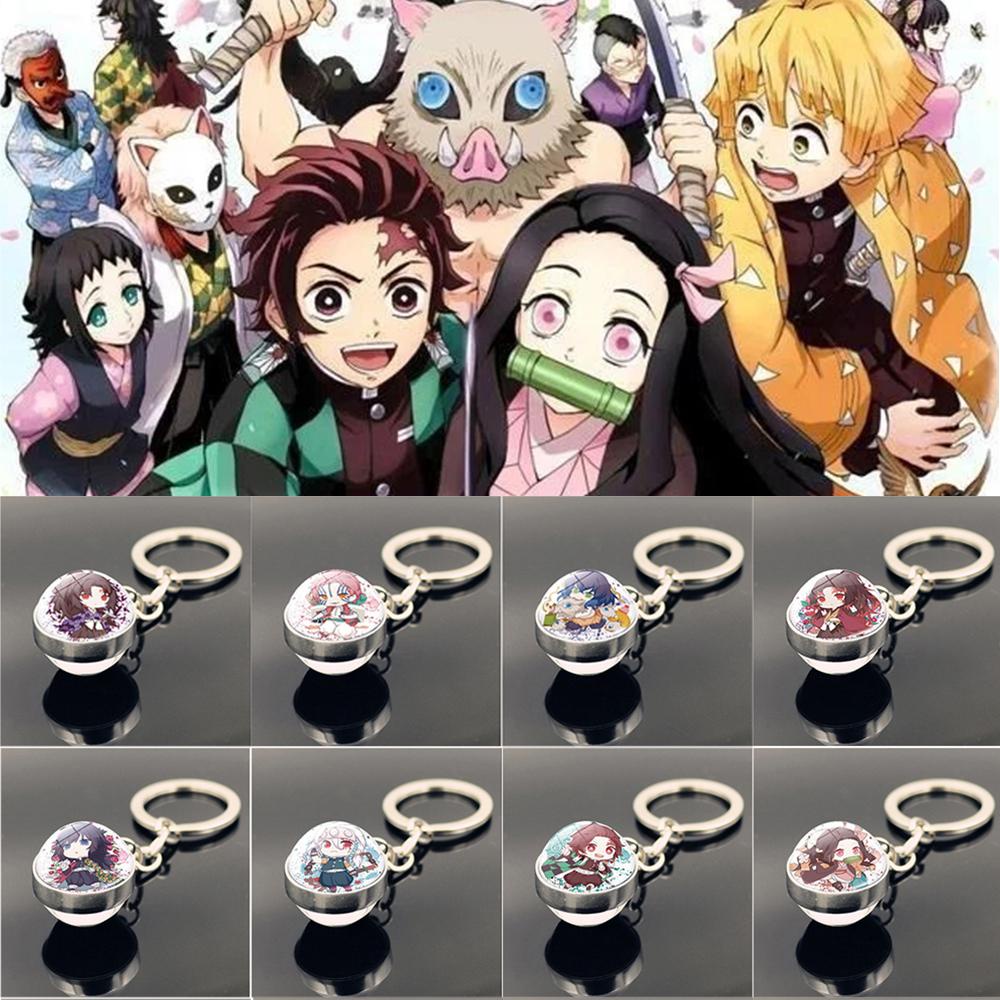 Needway Gantungan Kunci Anime Demon Slayer Trendy Unisex Spin Moon Kimetsu No Yaiba Kamado Nezuko Glass Ball Keychain