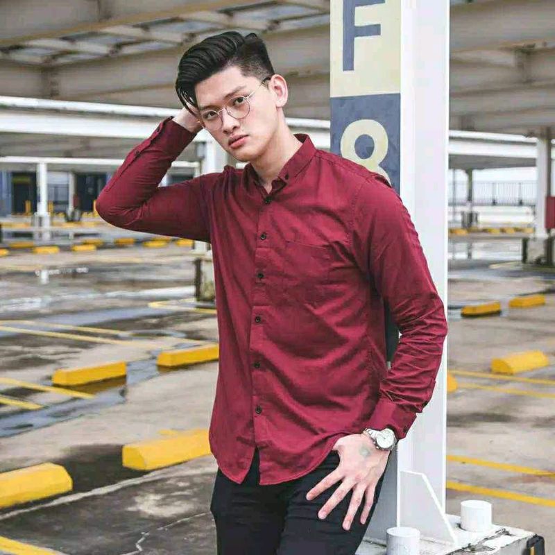 KEMEJA PRIA MENS POLOSAN LENGAN PANJANG COOLMAN PAKIAN PRIA CASUAL PAKAIAN DINAS PNS KERJA