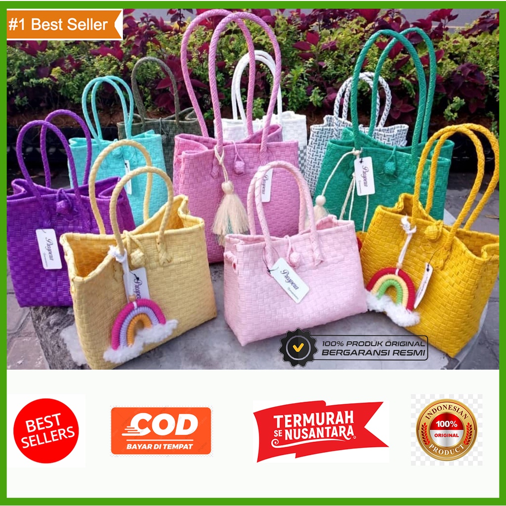 TERLARIS Tas Tote Belanja Pasar Tas Anyaman Jali Jali Plastik Rajut Belanja Pasar Murah Berkualitas